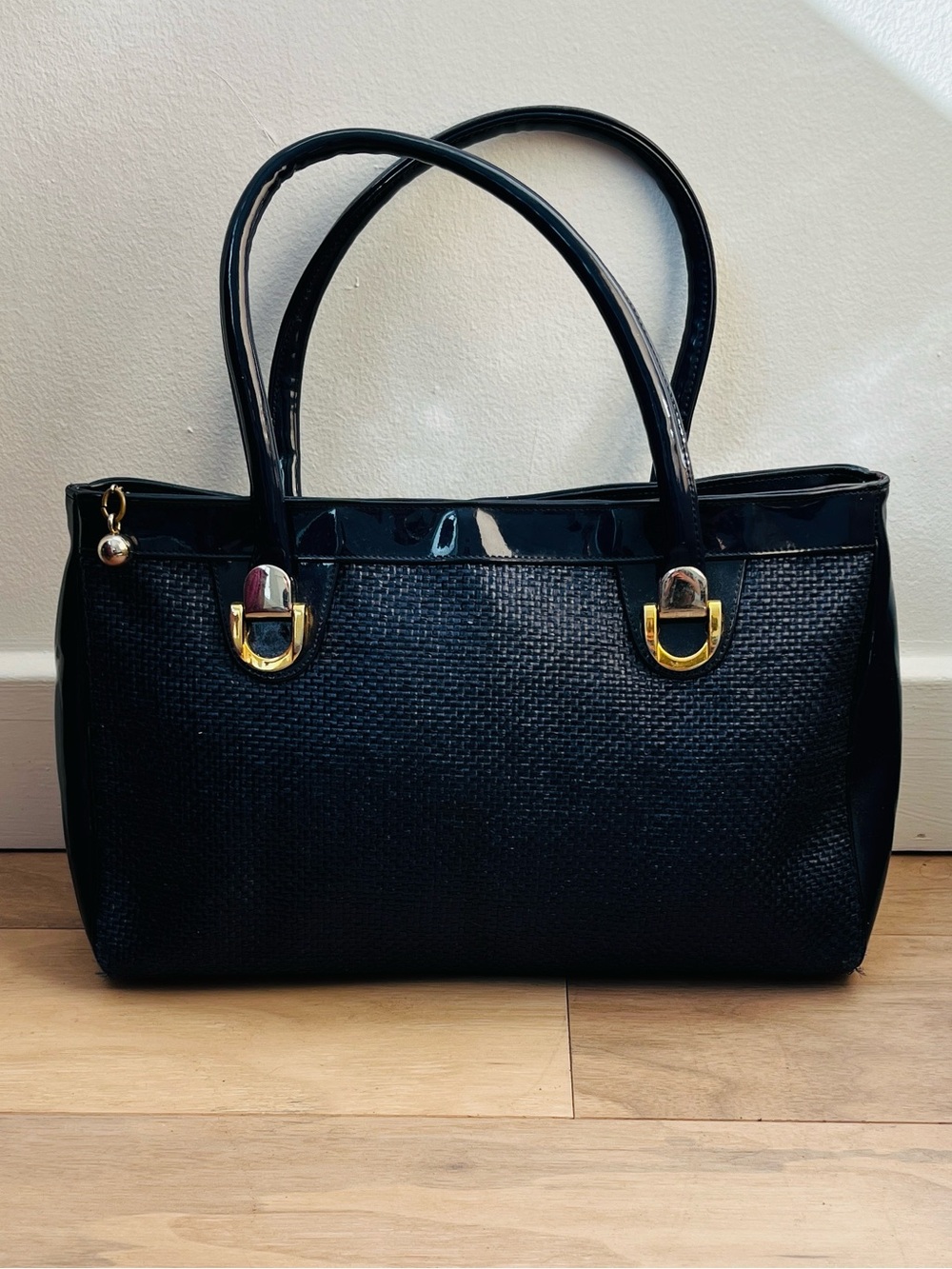 VTG Koret Patent Leather Handbag in Navy Mad Men Mid Century